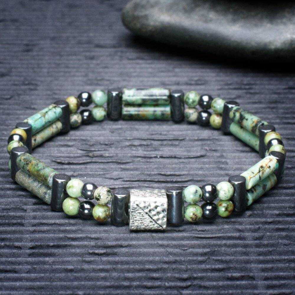 African Turquoise Double Power Bracelet